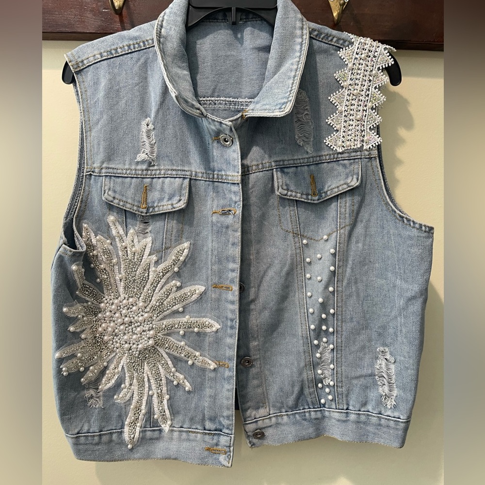Beaded Denim Vest